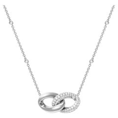 1.93 Carat Diamond 18 Karat White Gold Interlocking Loop Pendant Necklace