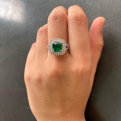 1.93 Carat Emerald and Diamond Engagement Ring