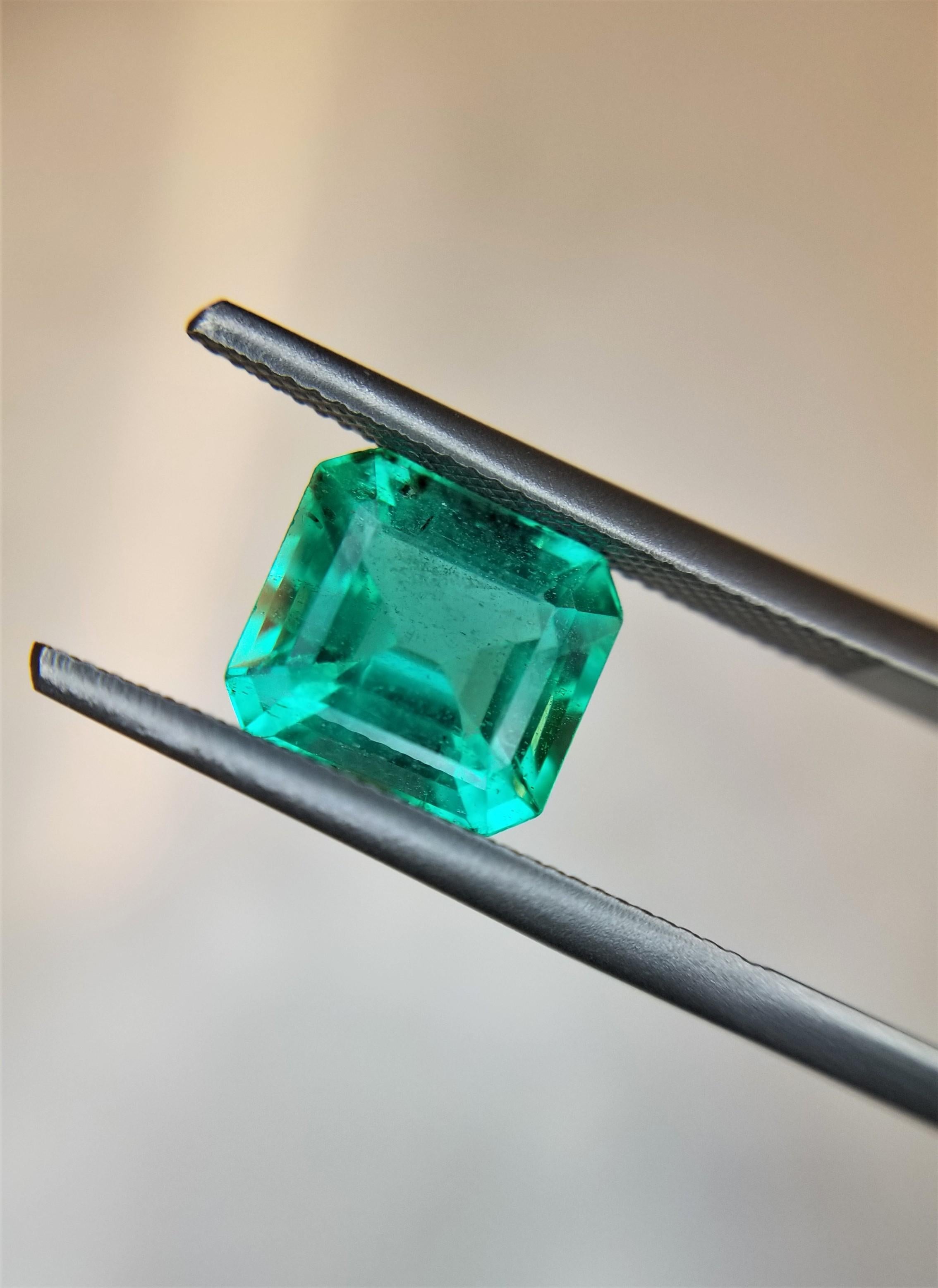Contemporary 1.93 Carat Emerald Cut Emerald Pendant in 14K For Sale