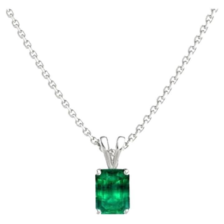 1.93 Carat Emerald Cut Emerald Pendant in 14K For Sale