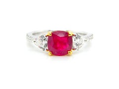 1.93 Carat GIA Certified Burma No Heat Pigeon's Blood Red Ruby and Diamond Ring