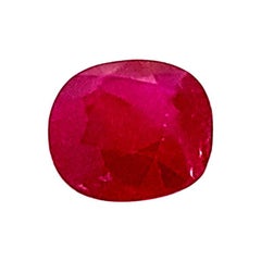 1.93 Carat GIA Certified Pigeon's Blood Red Unheated Cushion-Cut Burmese Ruby