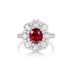 1,93 Karat GRS-zertifizierter Rubinring mit 2,09 Karat Diamanten in 18K Weißgold &