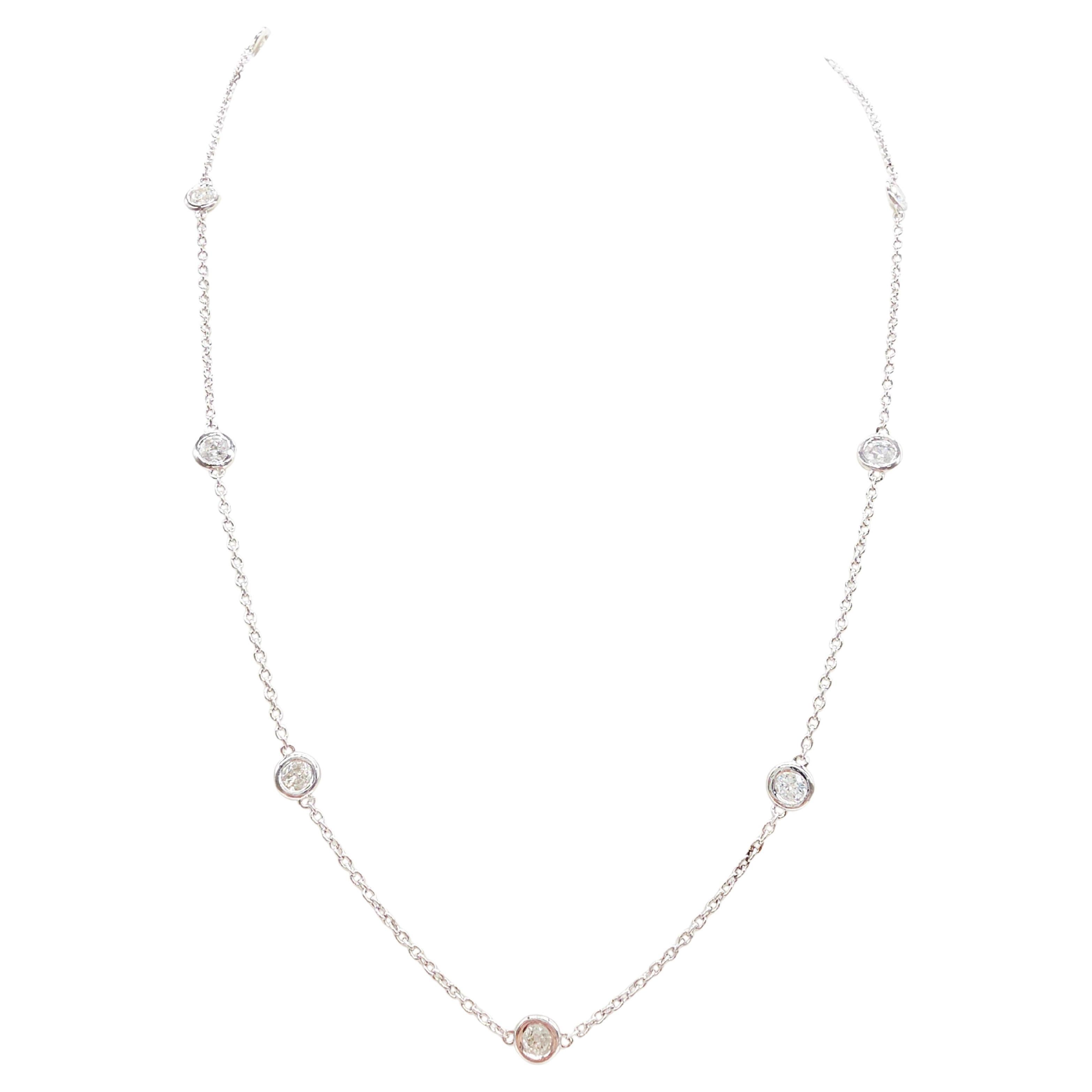 Collar de diamantes naturales de 1,93 quilates, oro blanco de 14 quilates, 18 pulgadas en venta