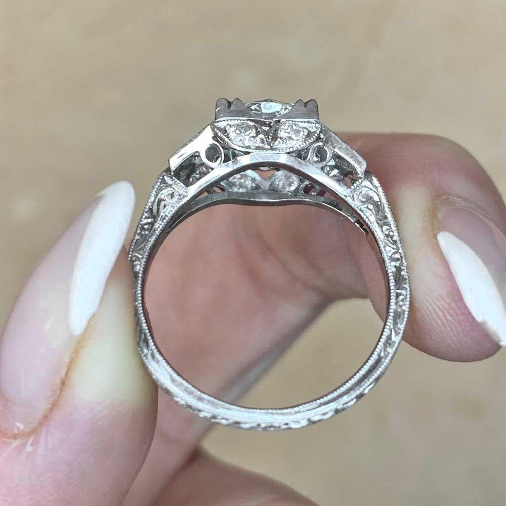 1.93 Carat Old Euro-Cut Diamond Engagement Ring, Platinum For Sale 6