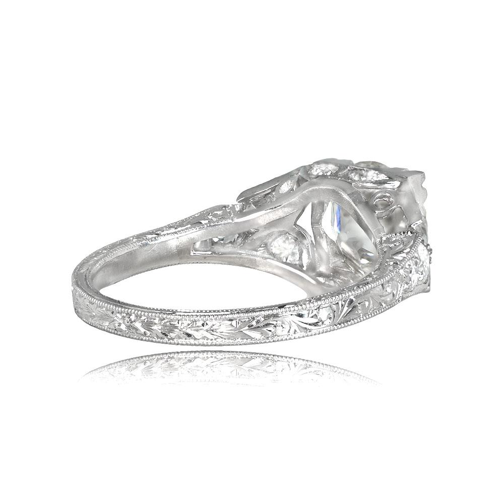 Old European Cut 1.93 Carat Old Euro-Cut Diamond Engagement Ring, Platinum For Sale