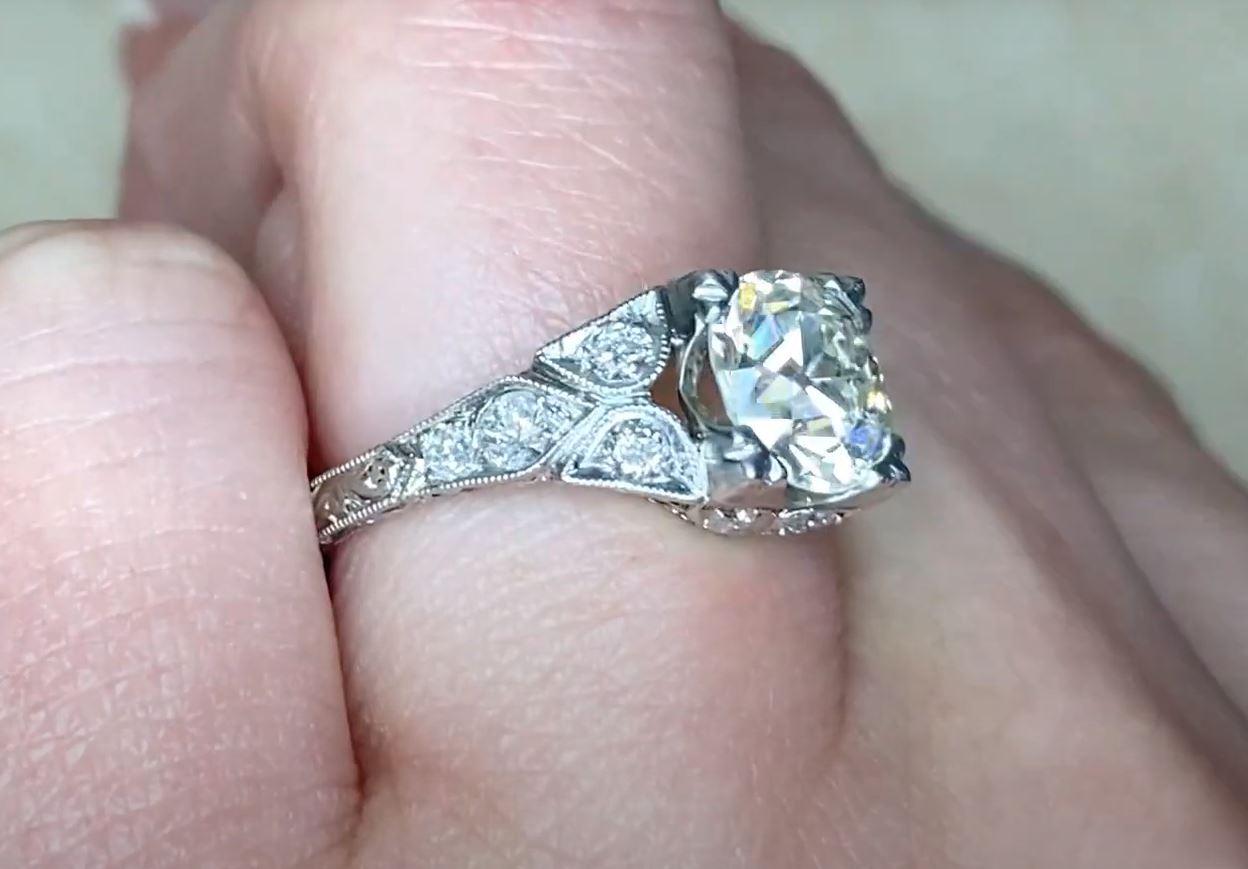 Women's 1.93 Carat Old Euro-Cut Diamond Engagement Ring, Platinum