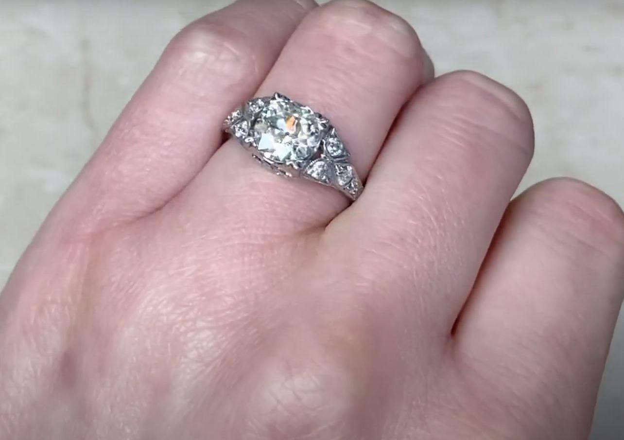 1.93 Carat Old Euro-Cut Diamond Engagement Ring, Platinum 3