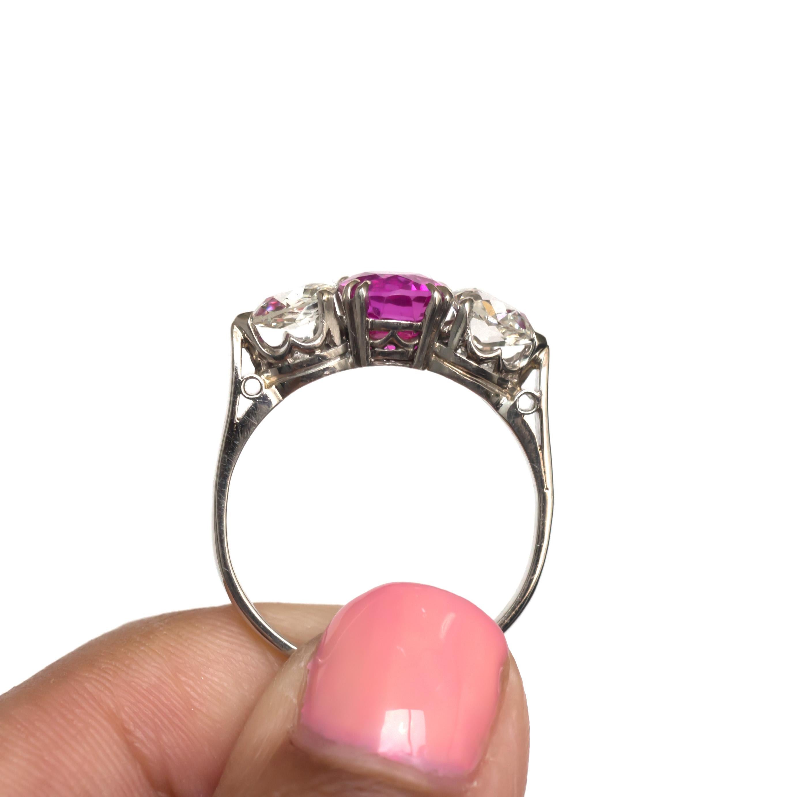 1.93 Carat Pink Sapphire Platinum Engagement Ring In Excellent Condition For Sale In Atlanta, GA