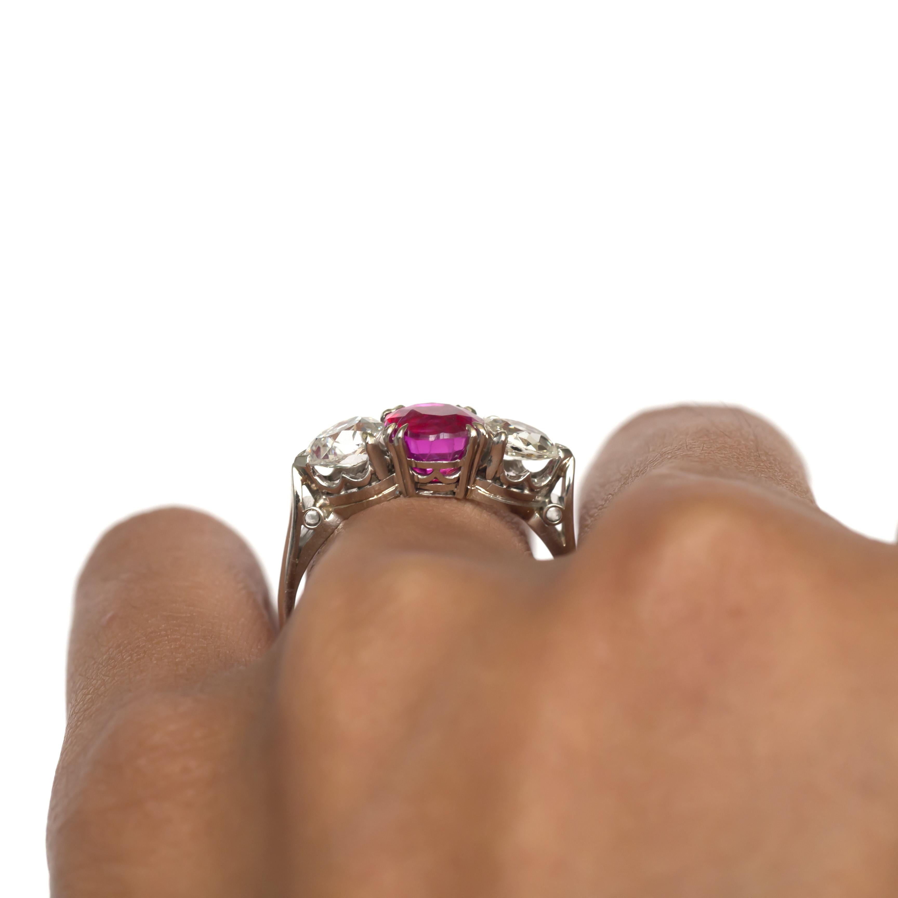 1.93 Carat Pink Sapphire Platinum Engagement Ring For Sale 2