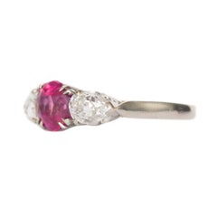 Antique 1.93 Carat Pink Sapphire Platinum Engagement Ring