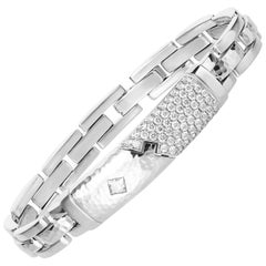 1.93 Carat Princess Brilliant Cut Diamond 18 Karat White Gold Link Bracelet