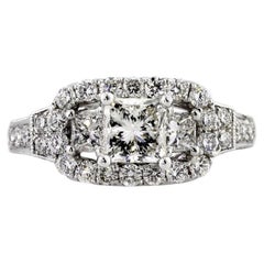 1.93 Carat Princess Diamond Ring Brilliant White 14K White Gold Refined Light
