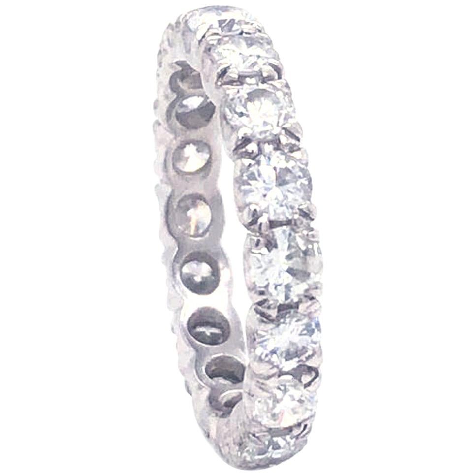 1,93 Carati Taglio Rotondo Diamante Eternity Band Anello in Platino 4,5 Grammi