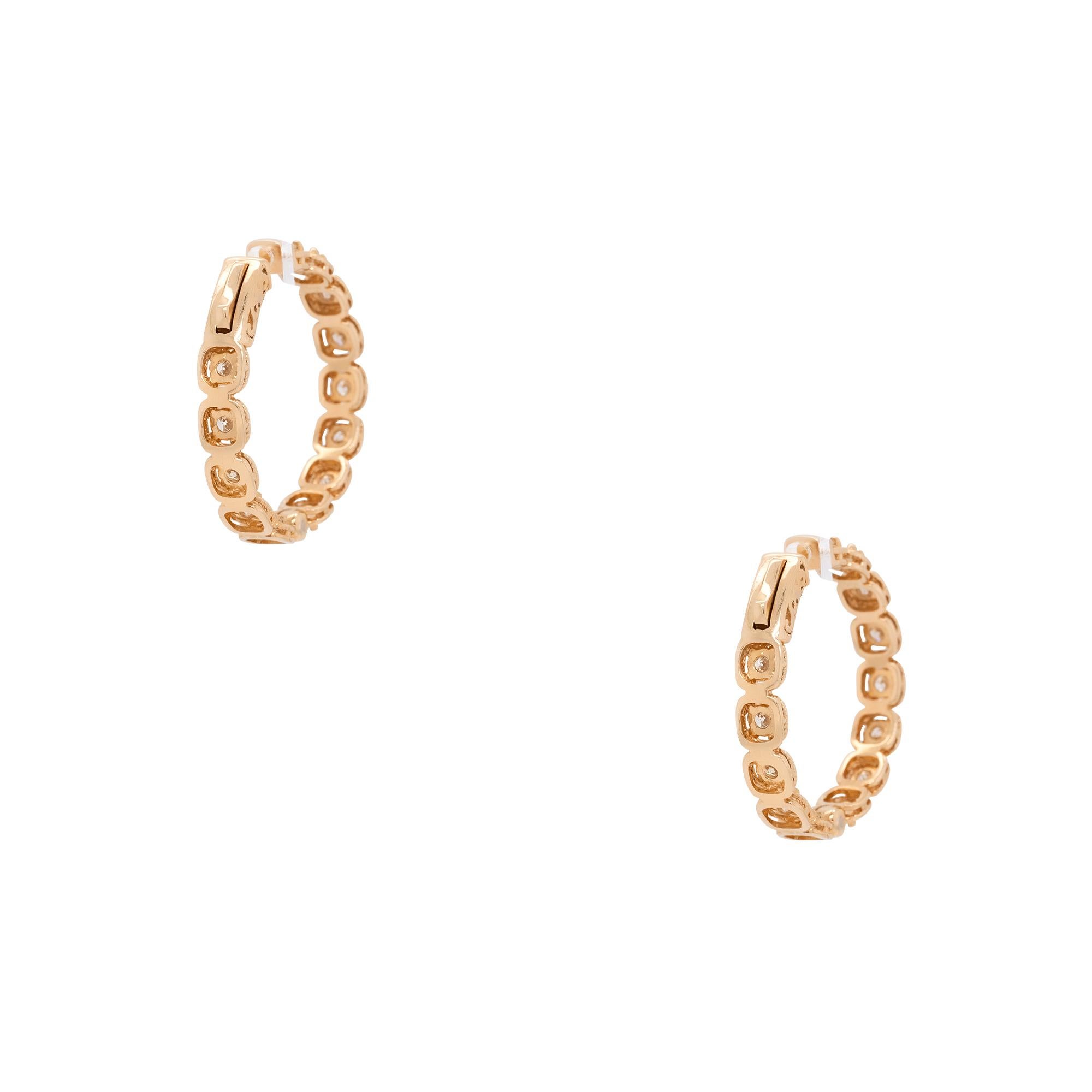 Créoles en or 14 carats avec diamants ronds de 1,93 carat à l'intérieur et à l'extérieur en vente 4