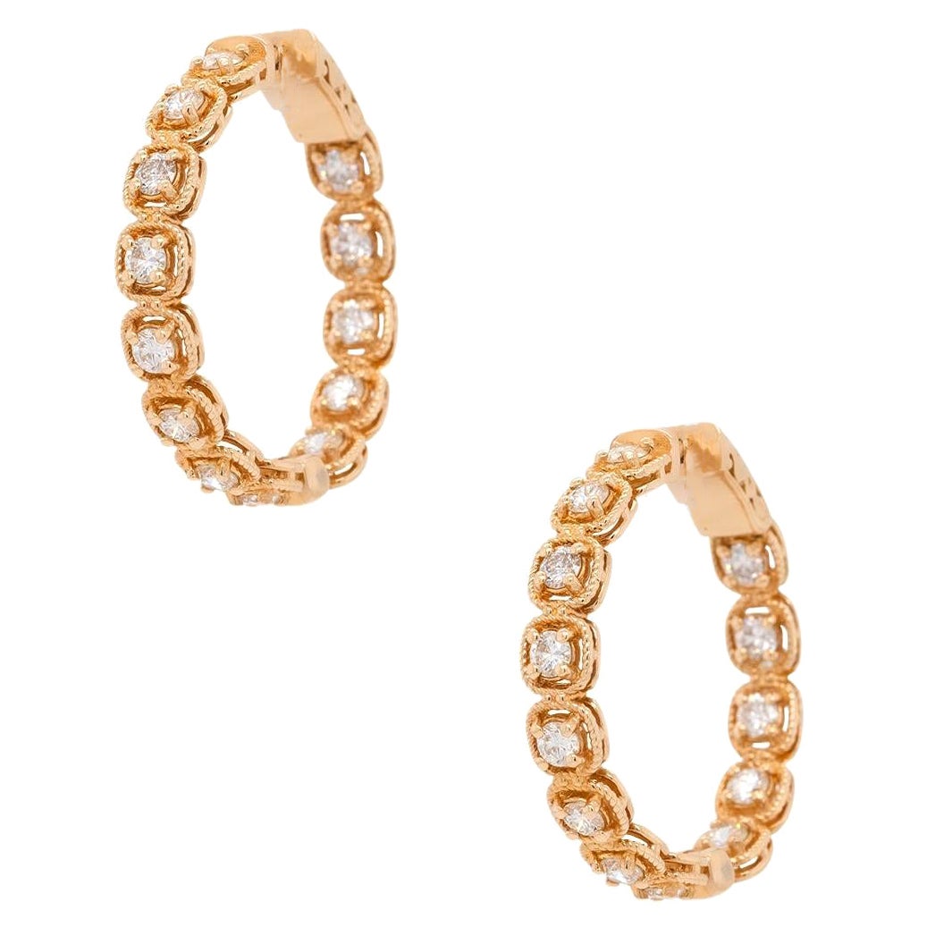 1.93 Karat runder Diamant Inside Out Creolen 14 Karat auf Lager