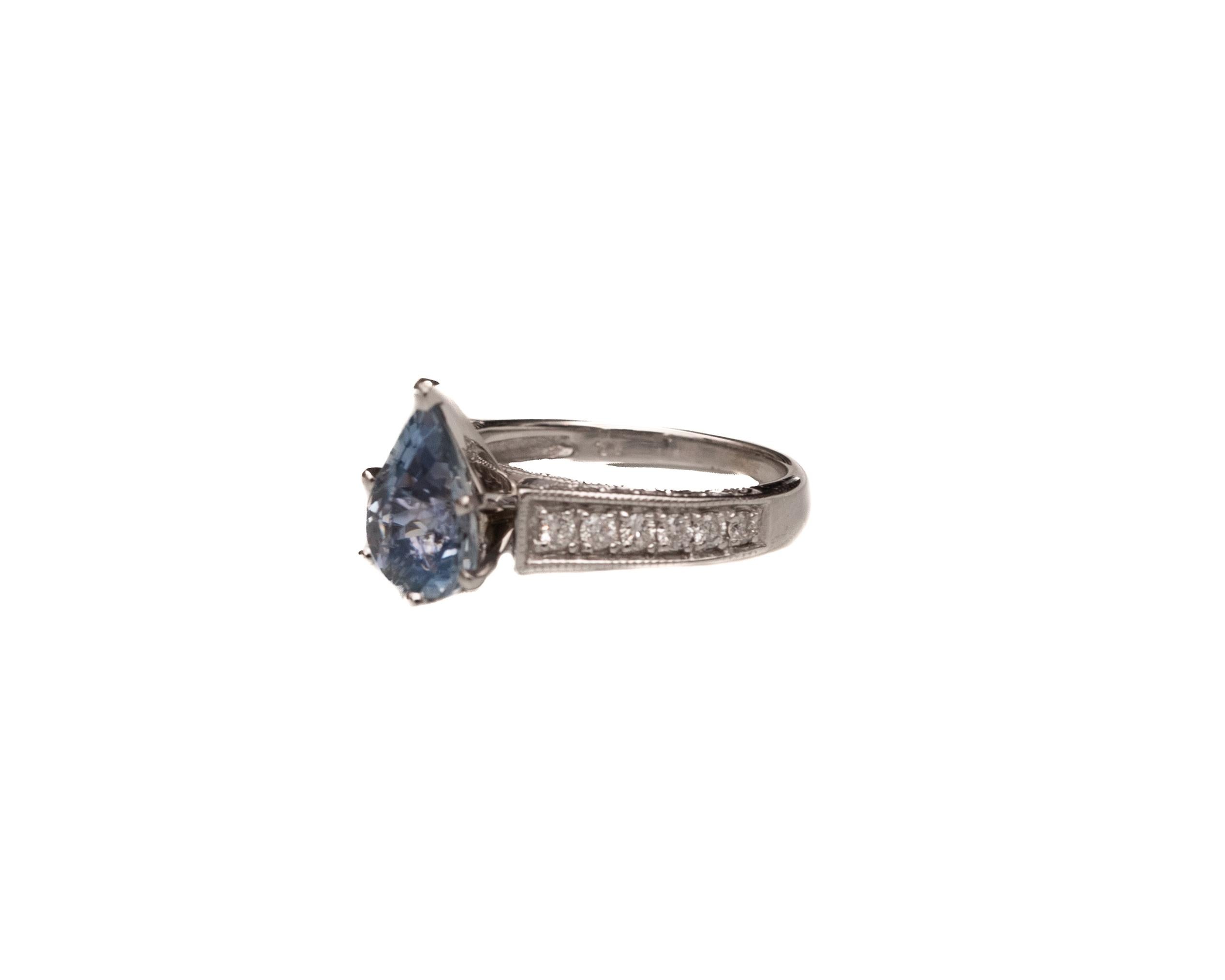 Modern 1.93 Carat Sapphire and Diamond Ring
