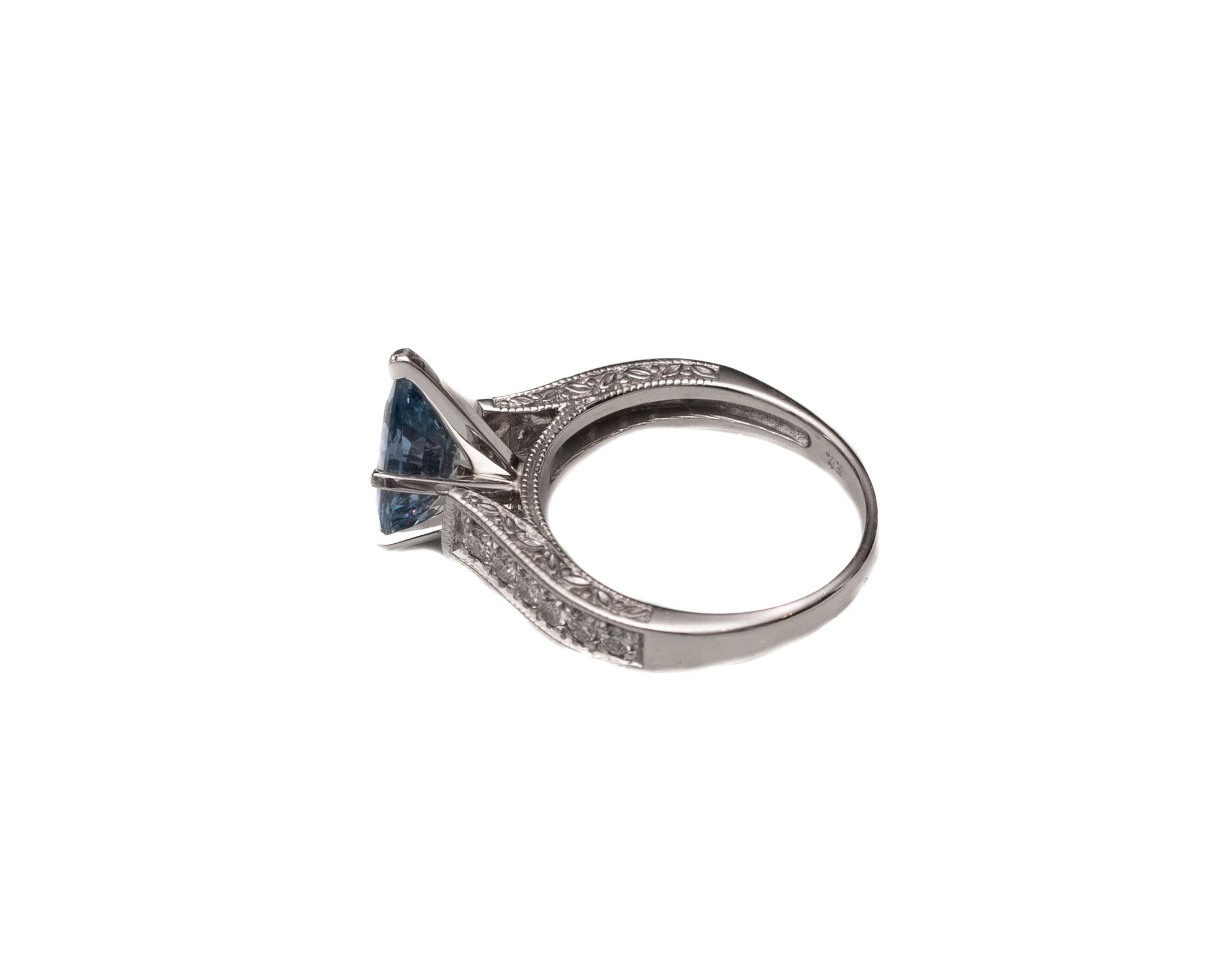 Pear Cut 1.93 Carat Sapphire and Diamond Ring