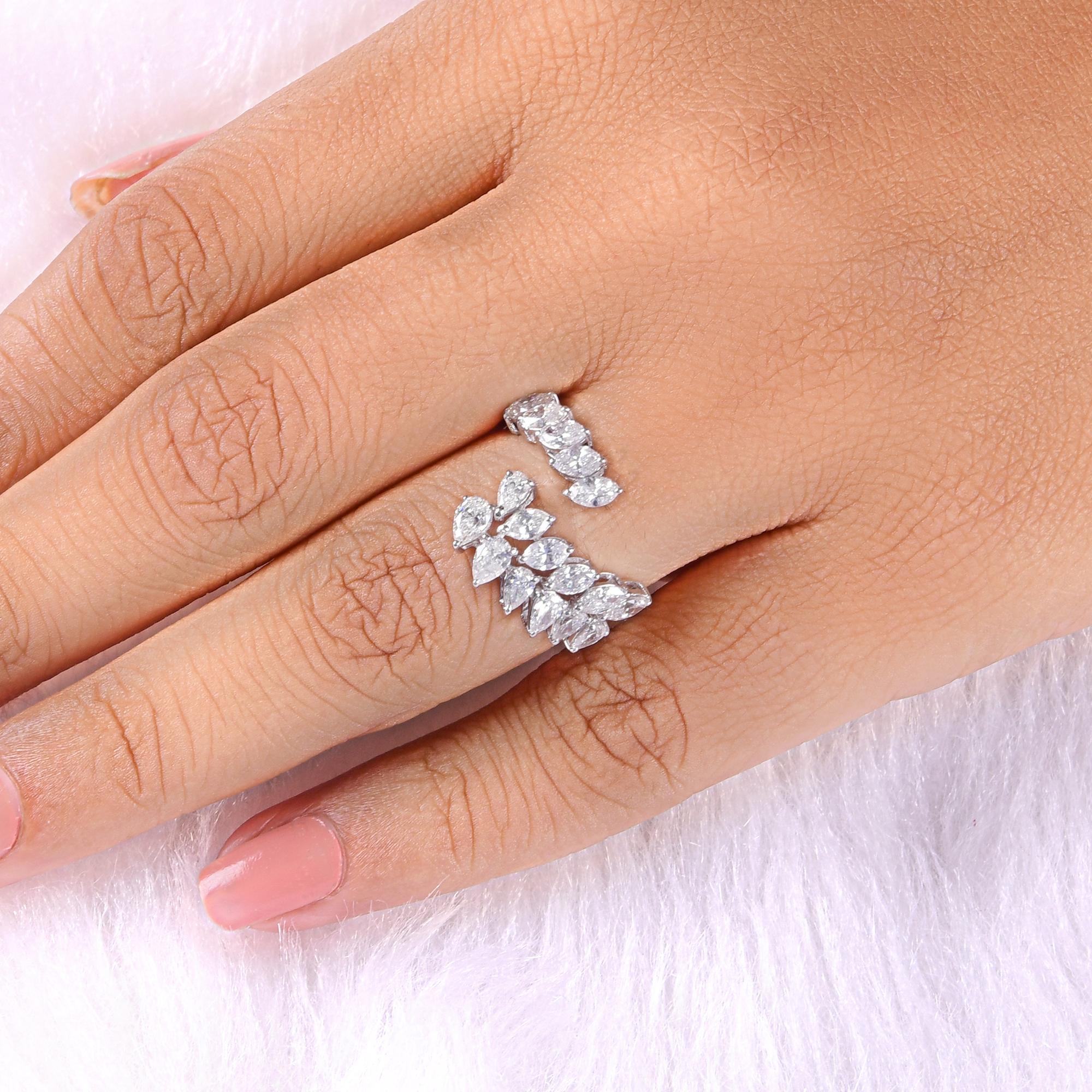 Modern 1.93 Carat SI/H Pear Marquise Diamond Wrap Ring 14 Karat White Gold Fine Jewelry For Sale