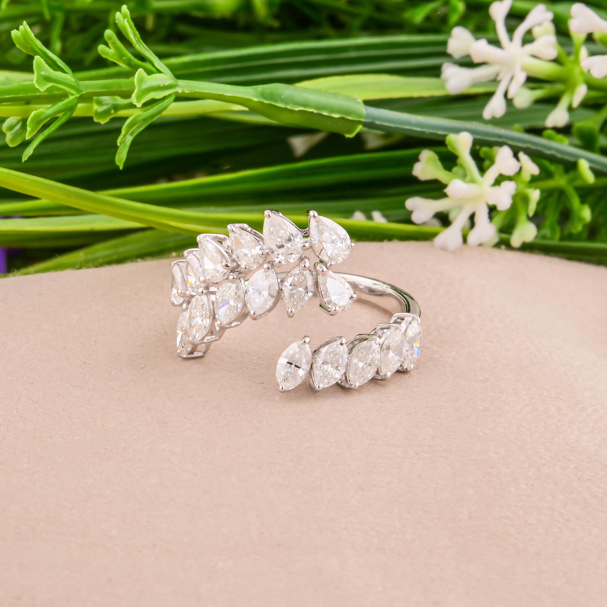 Pear Cut 1.93 Carat SI/H Pear Marquise Diamond Wrap Ring 14 Karat White Gold Fine Jewelry For Sale