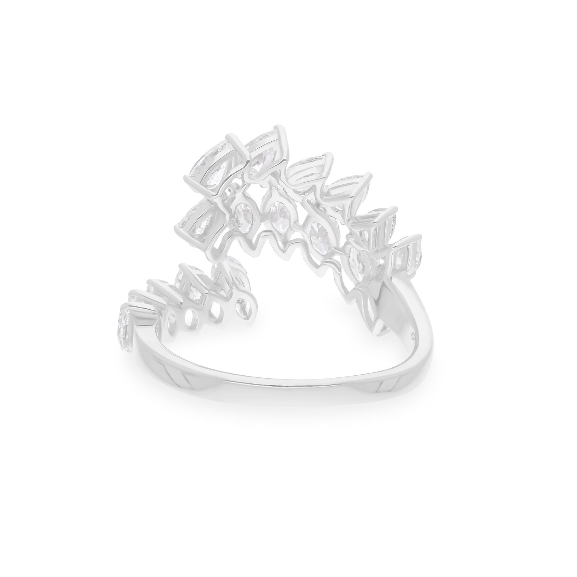 1.93 Carat SI/H Pear Marquise Diamond Wrap Ring 14 Karat White Gold Fine Jewelry In New Condition For Sale In Diera, Dubai
