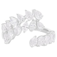1.93 Carat SI/H Pear Marquise Diamond Wrap Ring 18 Karat White Gold Fine Jewelry