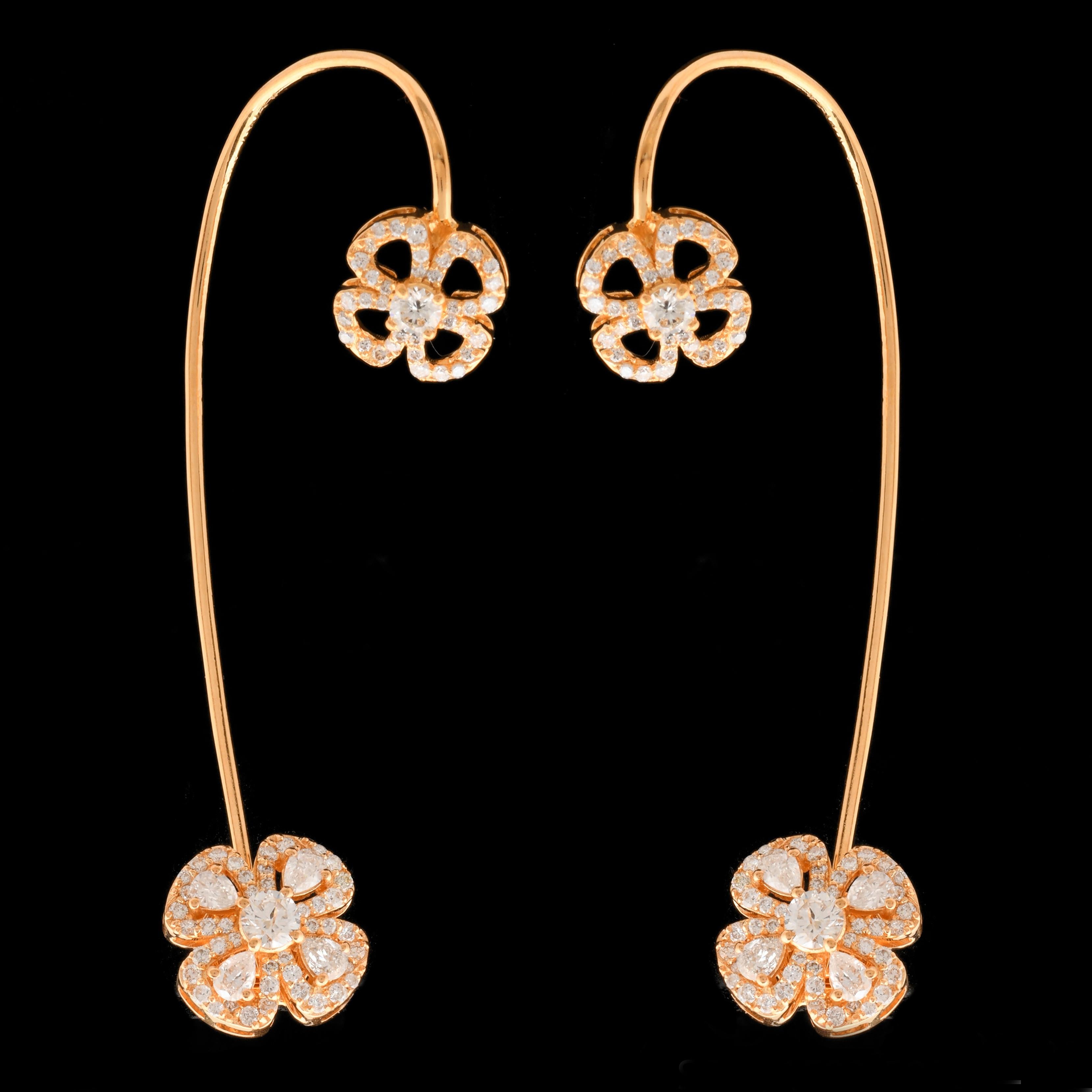 Modern Natural SI/HI Pear Diamond Ear Cuff Earrings 18 Karat Yellow Gold Fine Jewelry For Sale