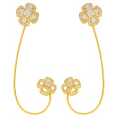Natural SI/HI Pear Diamond Ear Cuff Earrings 18 Karat Yellow Gold Fine Jewelry