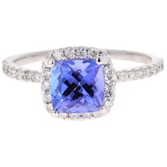 1.93 Carat Tanzanite Diamond 14 Karat White Gold Engagement Ring