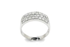 1.93 Carat Three Row Diamond Half Eternity Wedding Band 14K White Gold Size 13