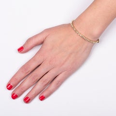 1.93 Carat Total Weight Emerald & Round Diamond Yellow Gold Bangle Bracelet