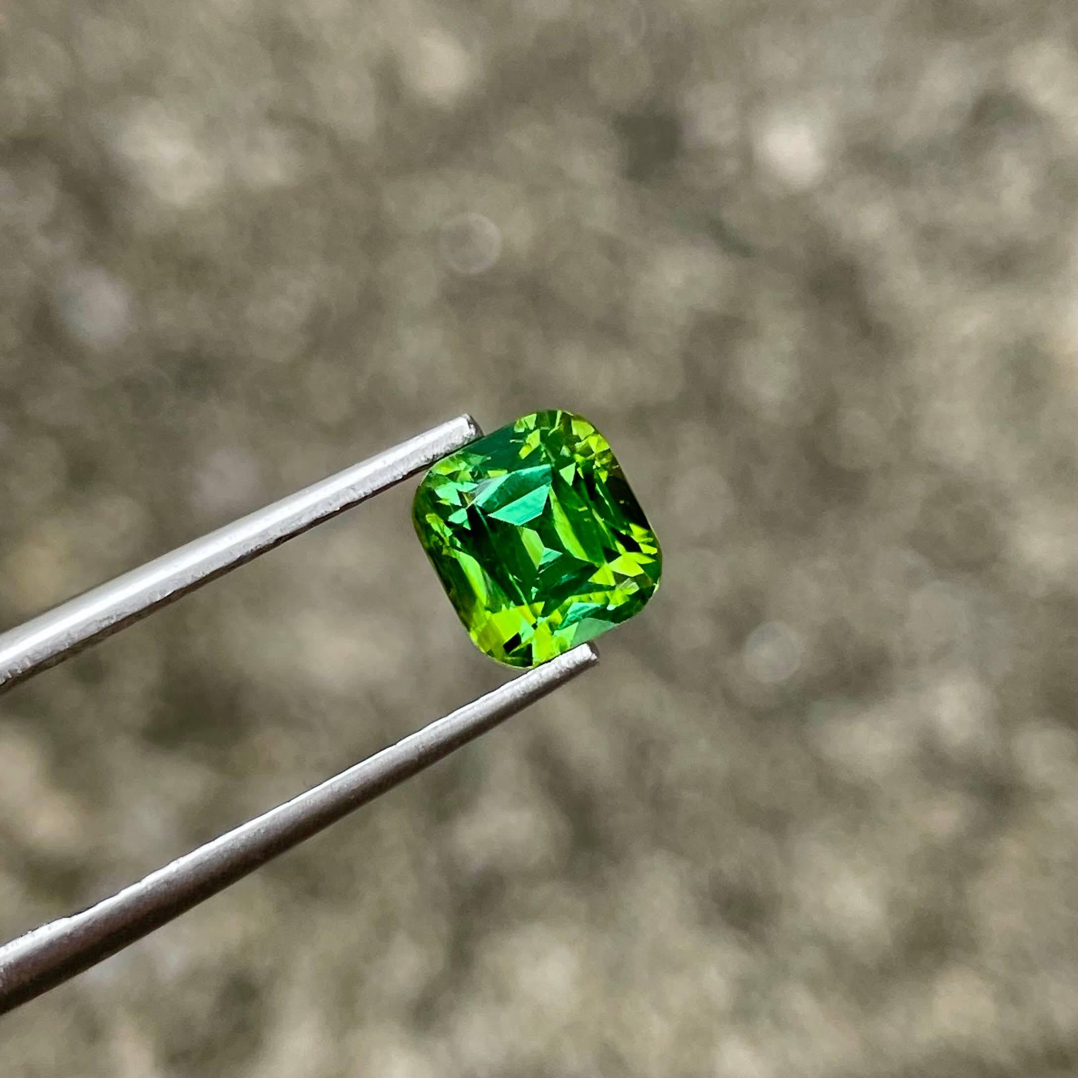 Moderne Pierre tourmaline afghane taille coussin vert menthe 1.93 carats en vente