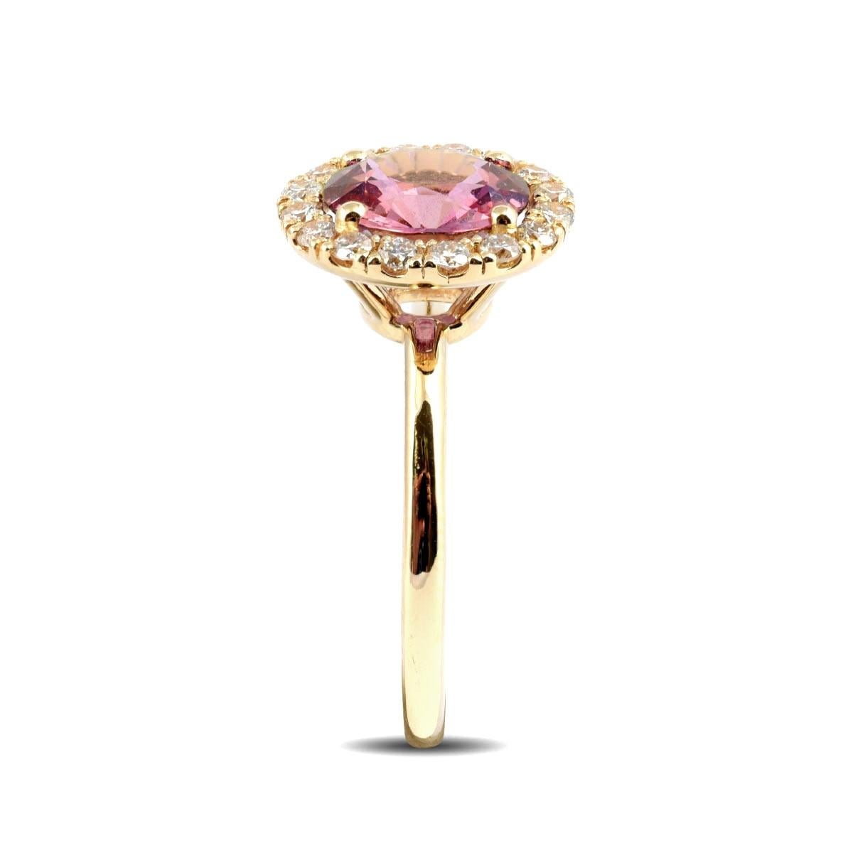 Mixed Cut 1.93 Carats Pink Sapphire Diamonds set in 14K Yellow Gold Ring For Sale