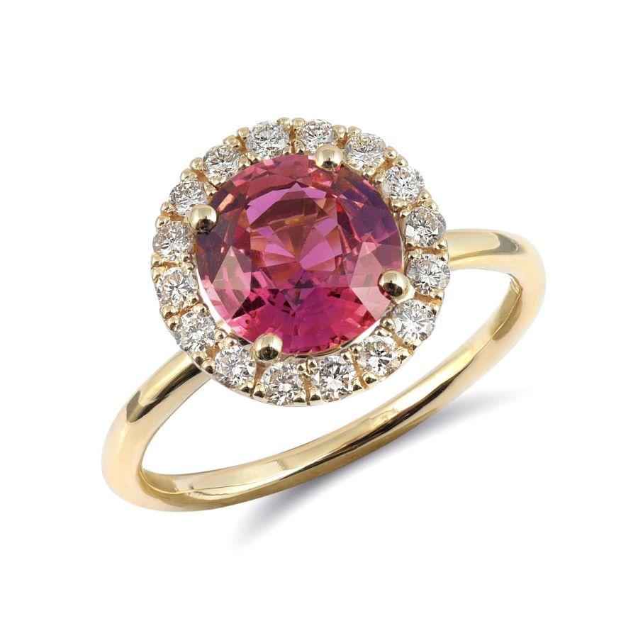 1.93 Carats Pink Sapphire Diamonds set in 14K Yellow Gold Ring In New Condition For Sale In Los Angeles, CA