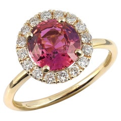 1.93 Karat rosa Saphir-Diamanten in 14K Gelbgold Ring gefasst