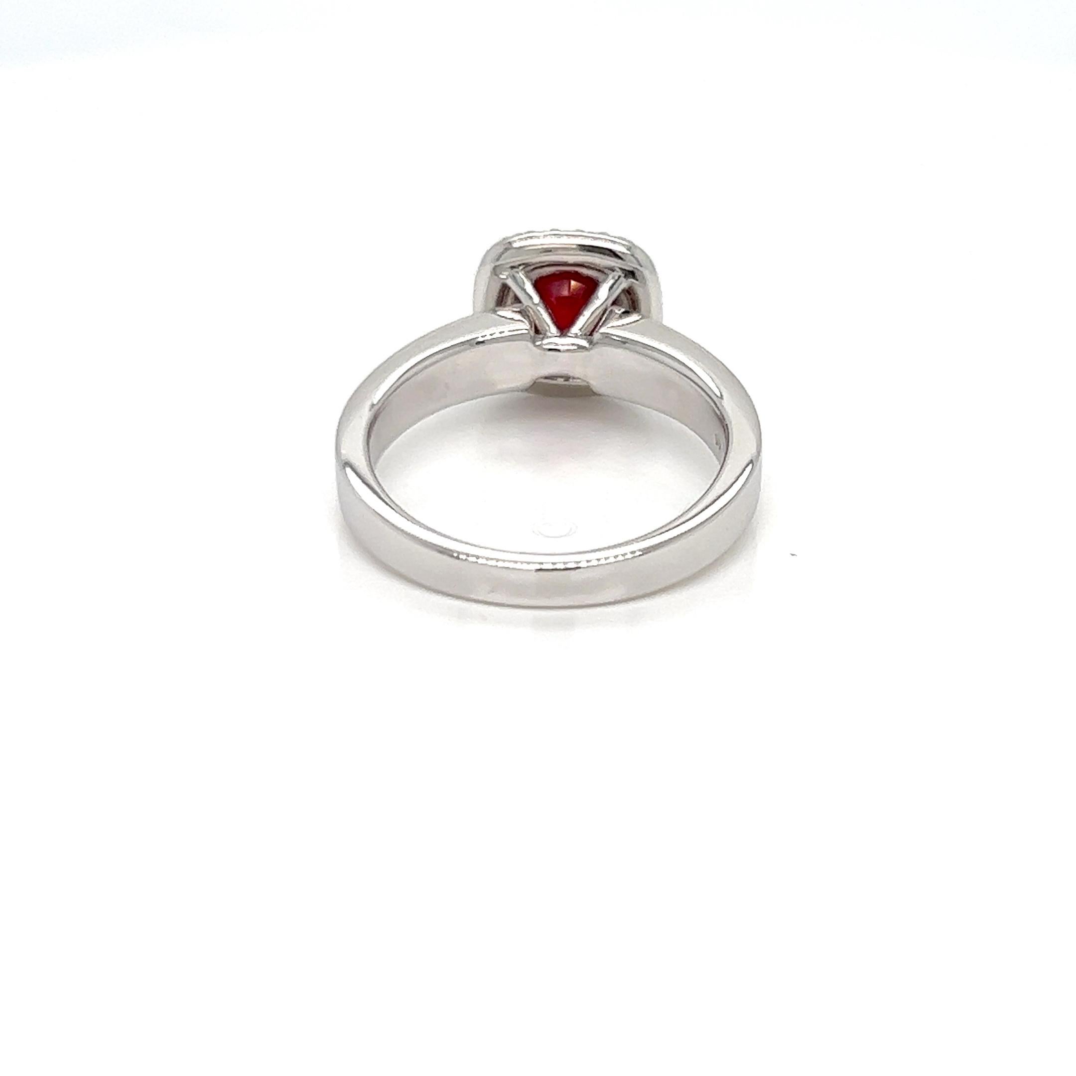 Modern 1.93 Carats Round Ruby Solitaire Engagement Ring with Diamonds in Gold  For Sale