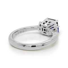 1.93 Carats Sapphire and White Diamond White Gold Ring