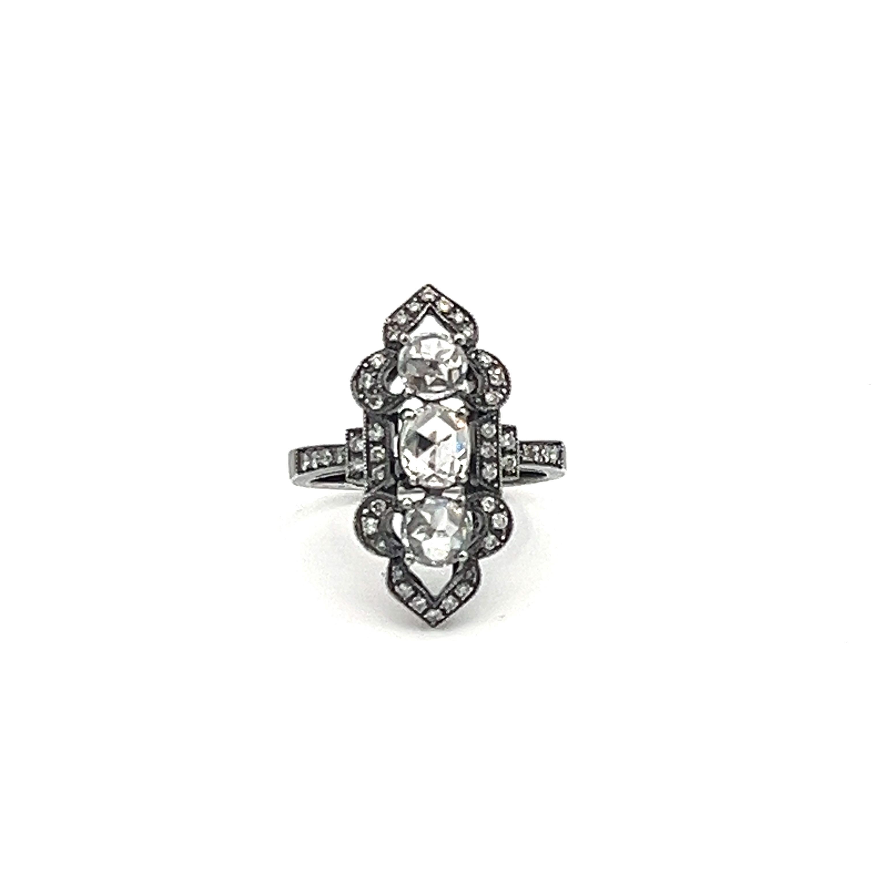 1.93 ct Rose Cut Diamond Ring In New Condition For Sale In Chicago, IL