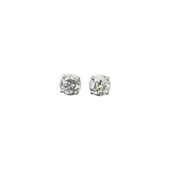 Orecchini a bottone con diamanti rotondi da 1,93 ct in oro bianco 14K