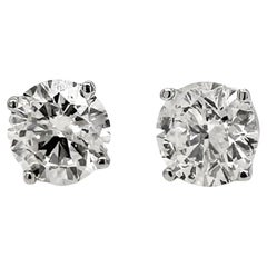 1.93 TCW 4-Prong Diamond Stud Basket-set Earrings in 14k White Gold