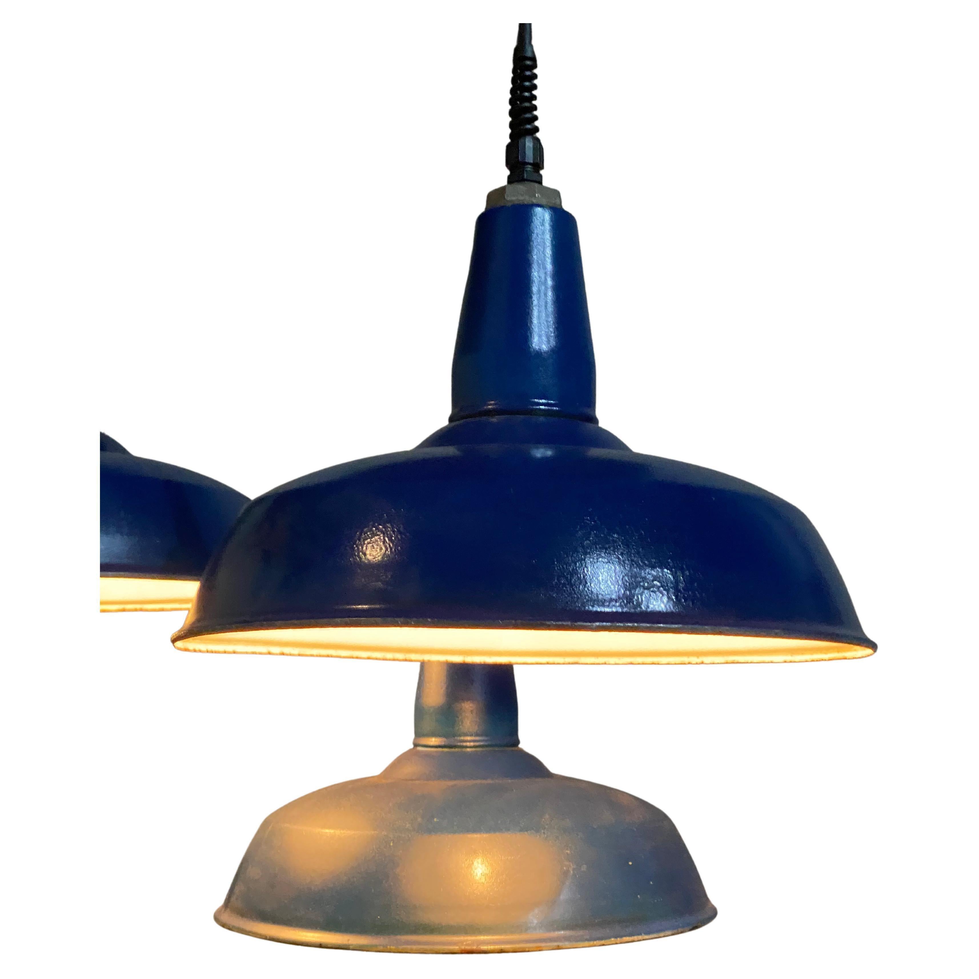 1930 Benjamin Enamel Industrial Pendant Lights 1