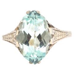 1930 18K White Gold Aquamarine Engagement Ring