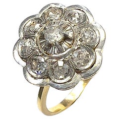 Vintage 1930-1935 Art Deco Design Diamonds 18k Yellow Gold Ring