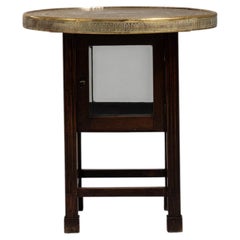 1930-1939 France Antique Brass Brass And Glass Side Table With Mirrored Insert