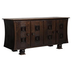 1930-1939 France Deep Ebony Black Ebonized Geometric-Front Cabinet