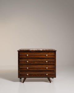 1930-1939 France Rich Mahogany Marble-Top Mahogany Chest