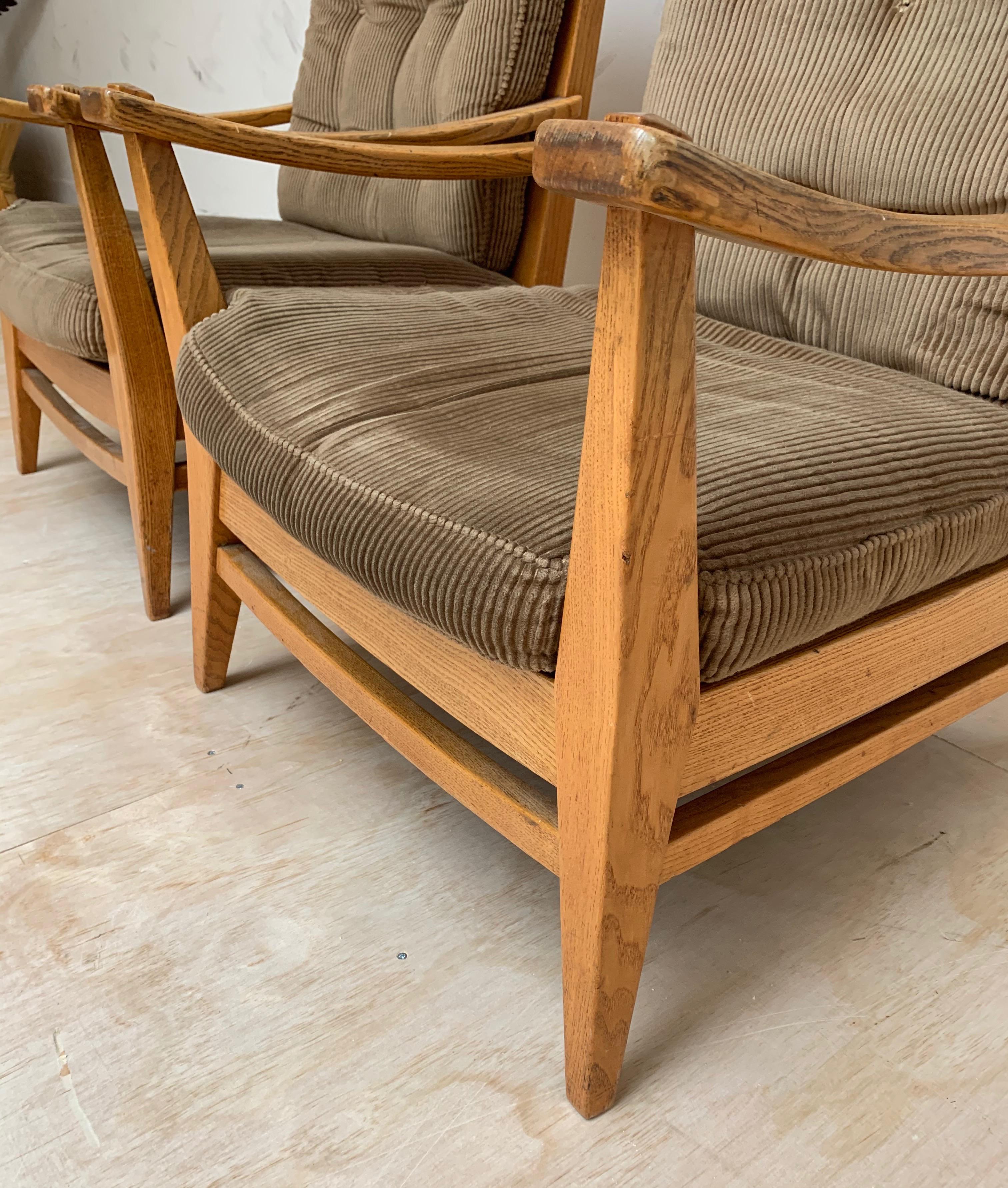 1930-1940, Rare Pair of Modernist Design Oak Lounge Chairs by Bas Van Pelt For Sale 2