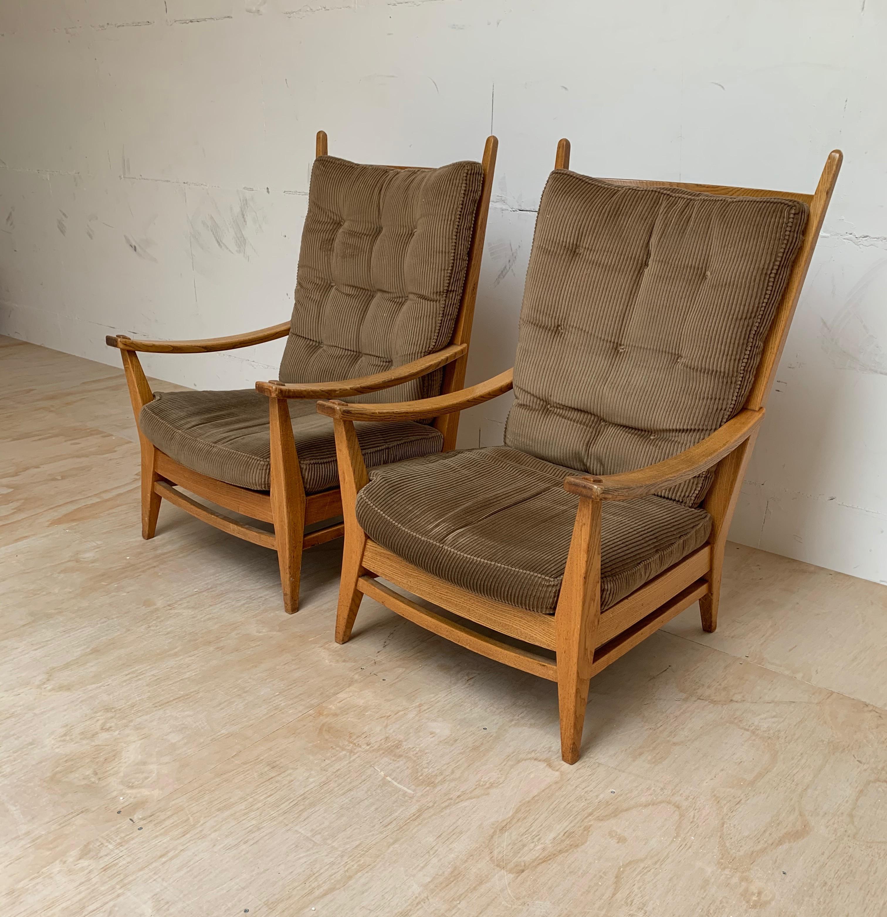 1930-1940, Rare Pair of Modernist Design Oak Lounge Chairs by Bas Van Pelt For Sale 5