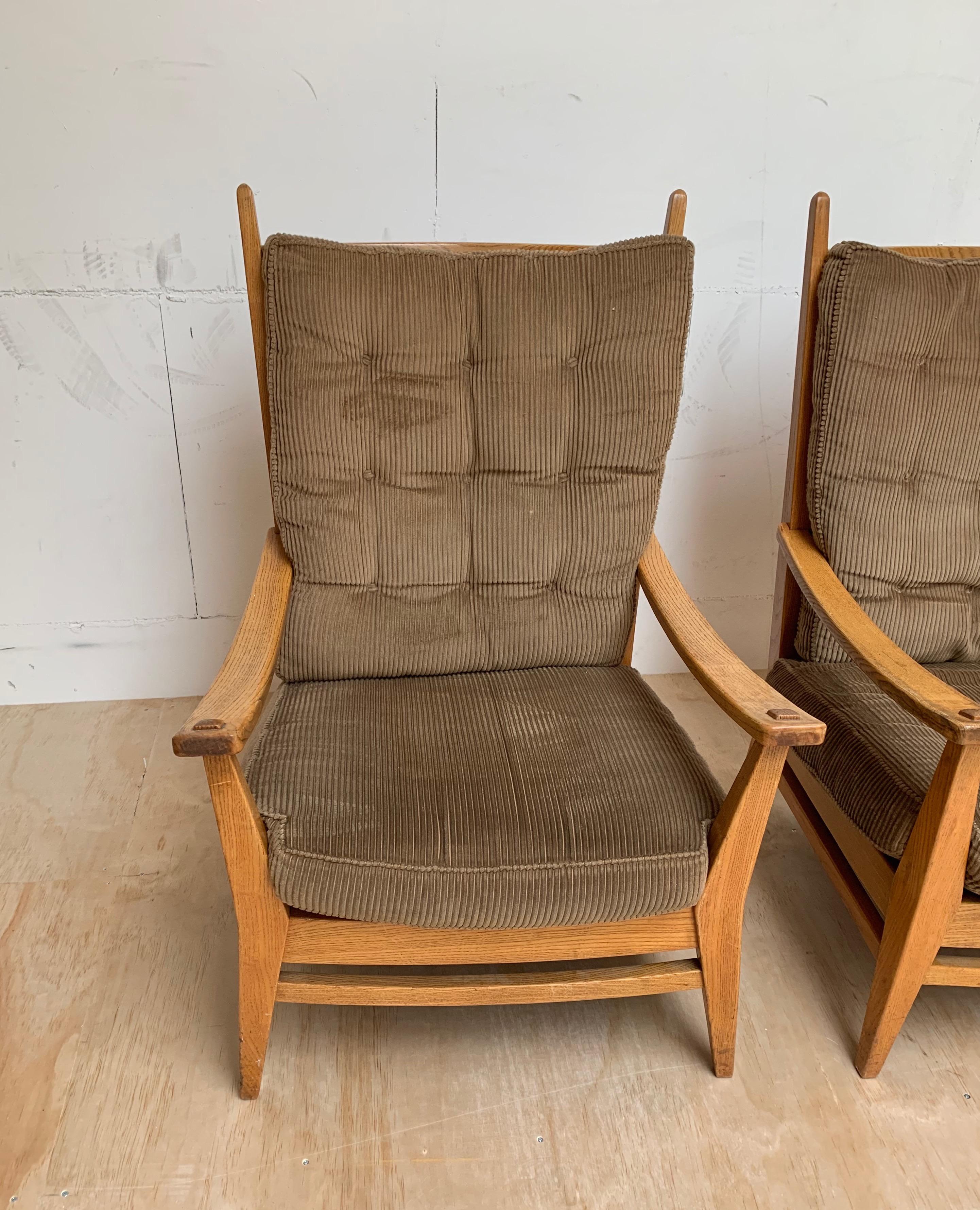 1930-1940, Rare Pair of Modernist Design Oak Lounge Chairs by Bas Van Pelt For Sale 8