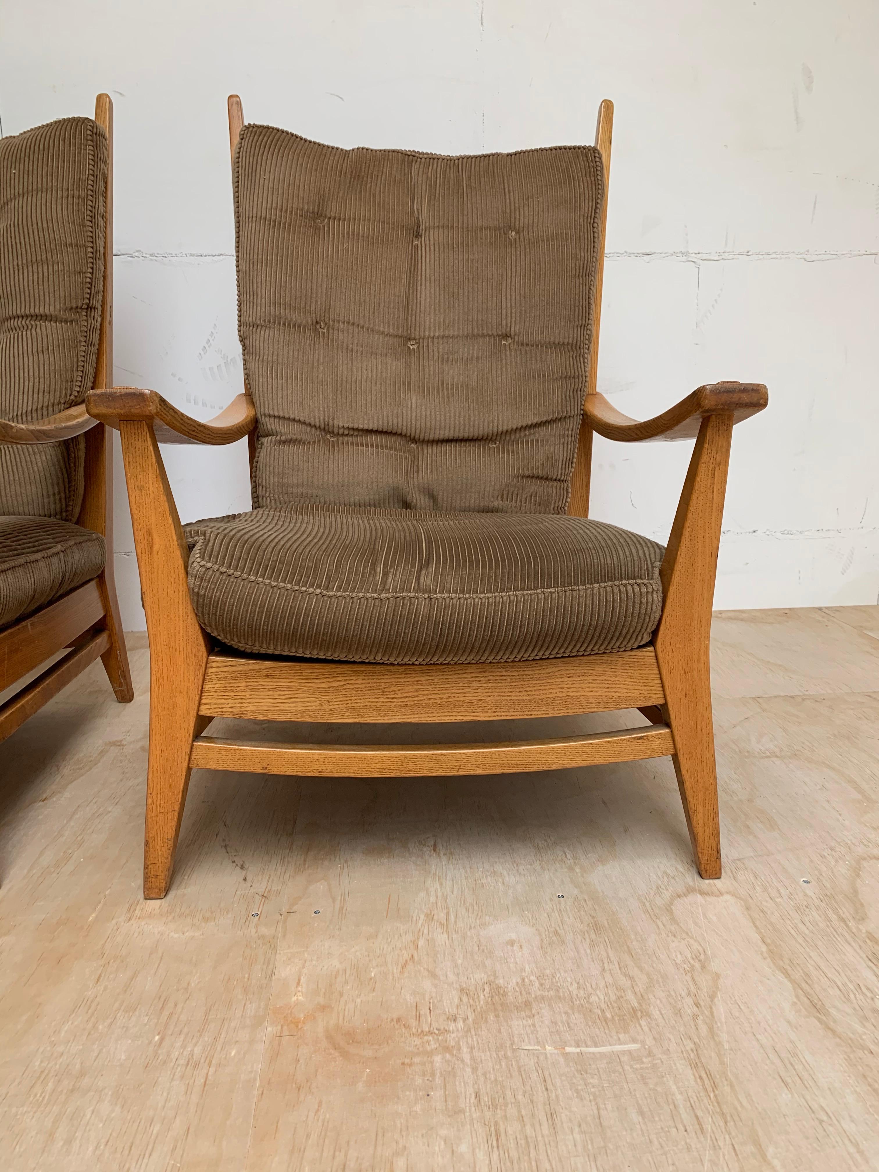 1930-1940, Rare Pair of Modernist Design Oak Lounge Chairs by Bas Van Pelt For Sale 9